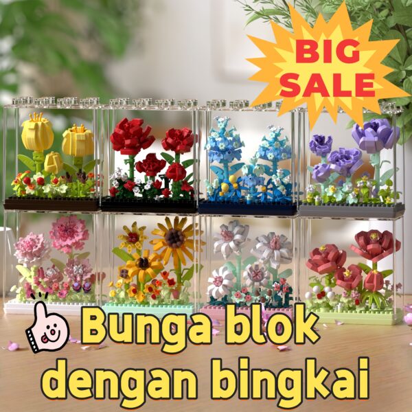 Seri lukisan dinding bunga dengan kotak anti debu mainan balok BUBUTOYS