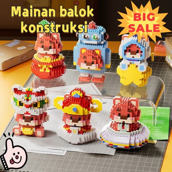 Mainan balok seri hewan BUBUTOYS